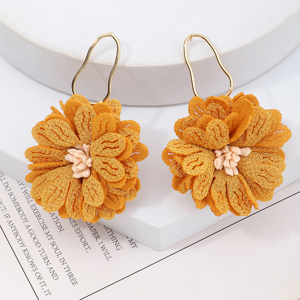 Fabric Flower Earrings Women's Summer Earrings Wholesale display picture 9