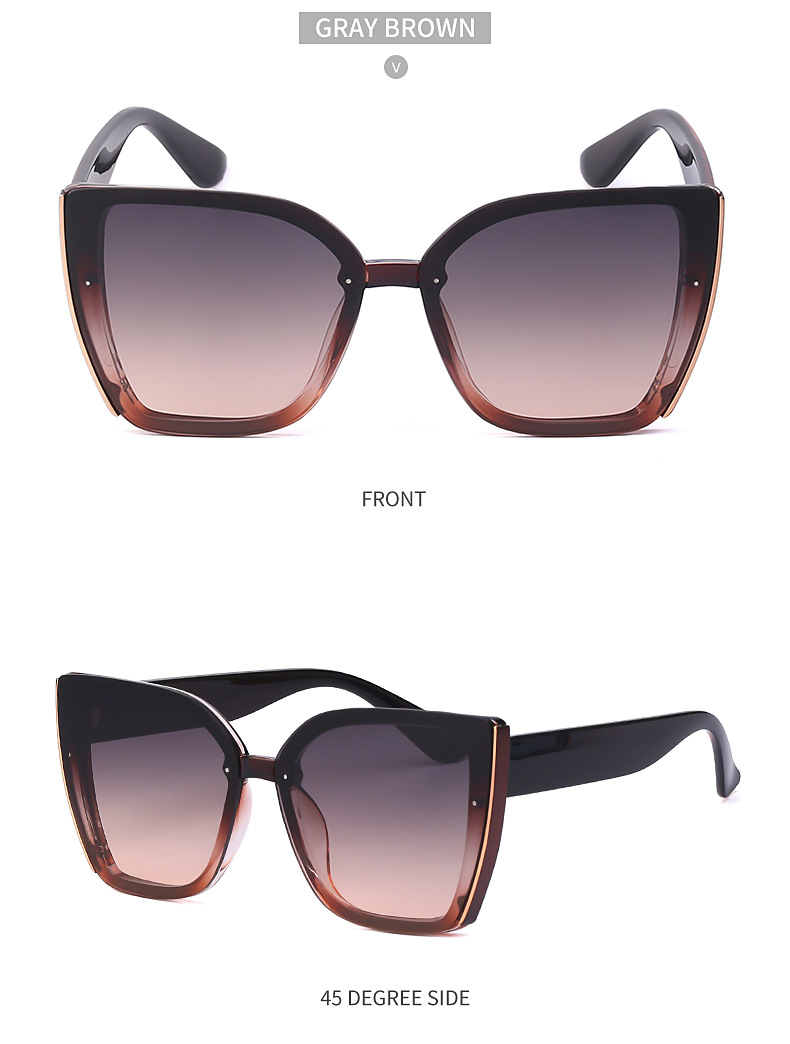  Sonnenbrille mit großem Rahmen für weibliche Trendsetterinnen. Fashion Net Red Cat Eye-Sonnenbrille für Frauen, koreanische Version_voghion.com