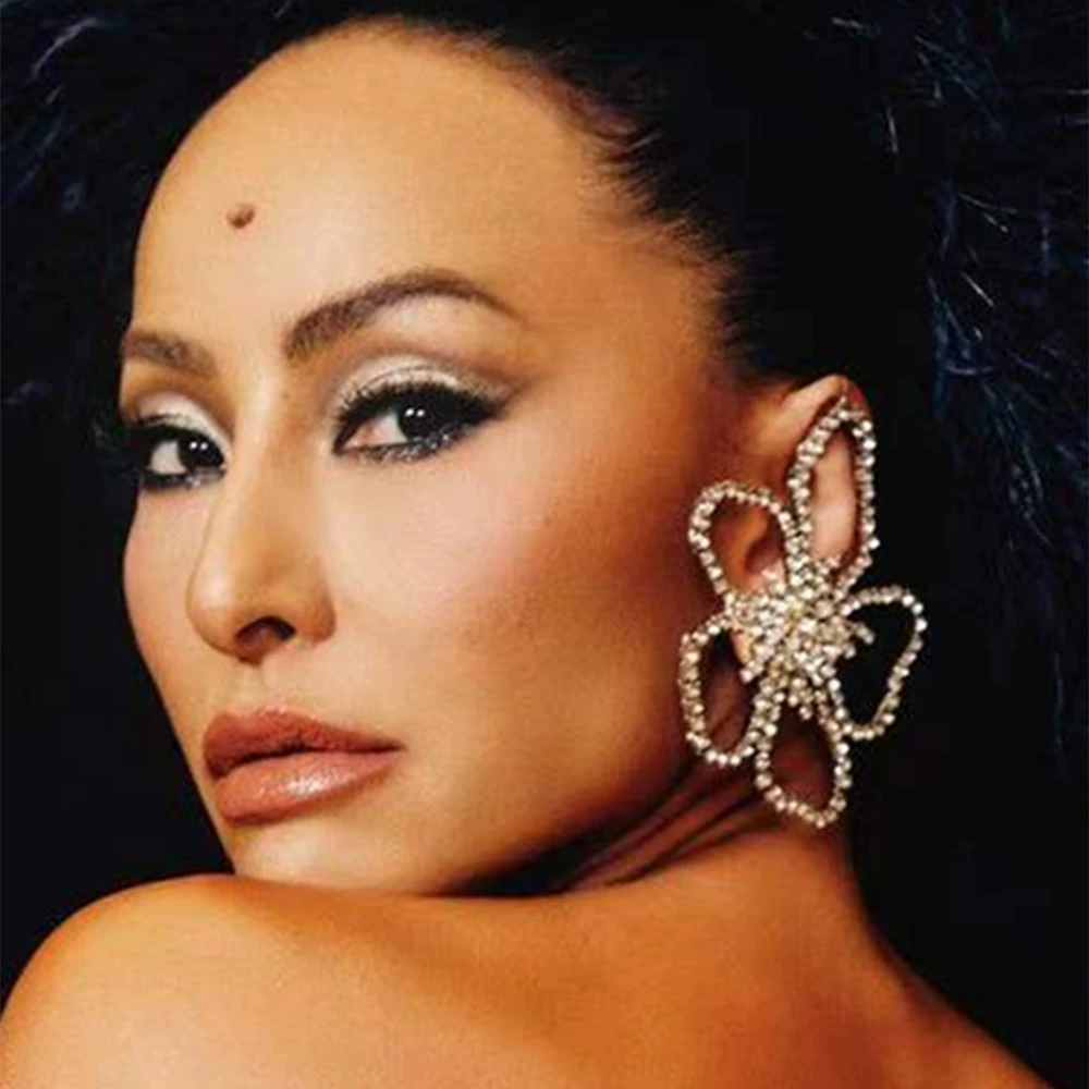 Европа и США трансграничные новые аксессуары преувеличены Нерегулярные цветочные серьги Модные трендовые серьги со стразами серьги