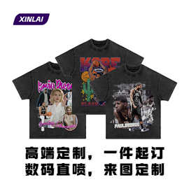 数码直喷T恤定制纯棉短袖定做diy印图片logo工作衣服做旧水洗体恤