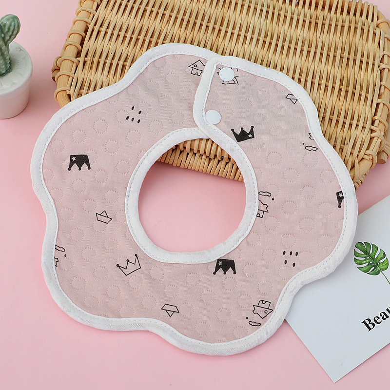 Toallas de saliva de algodón recién nacido impresión de dibujos animados capa impermeable pétalos absorción delantal anti-vomitación leche