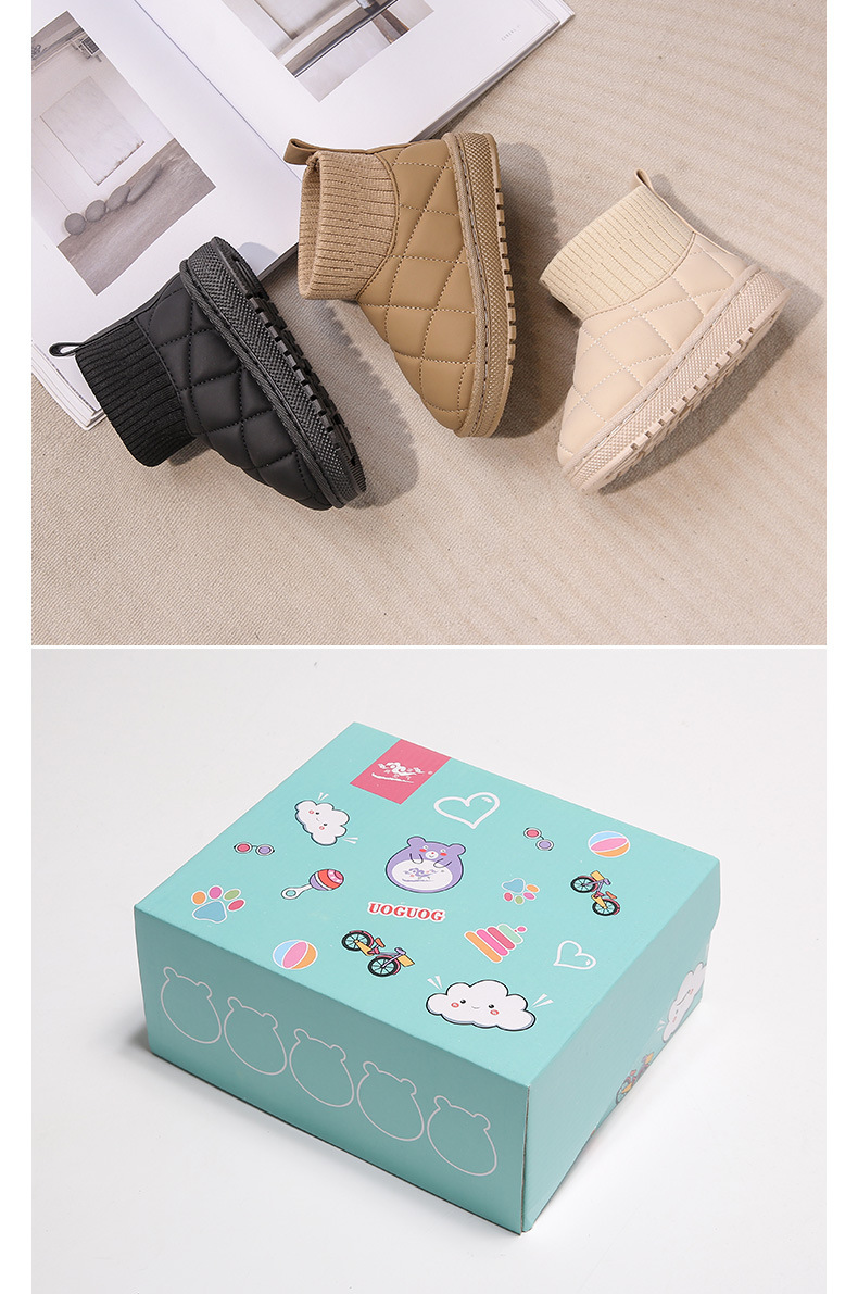 Stivali da neve per bambini Scarpe da bambino semplici in cotone autunno e inverno da bambina con piedini in velluto Stivali corti caldi da bambino_voghion.com