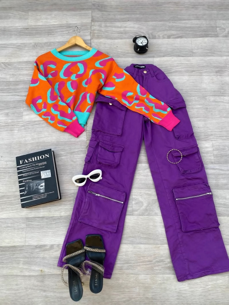 Pantalones de mezclilla para mujer, monos, pantalones de sheins de pierna ancha con bolsillos múltiples, pantalones Cargo pants wholesale