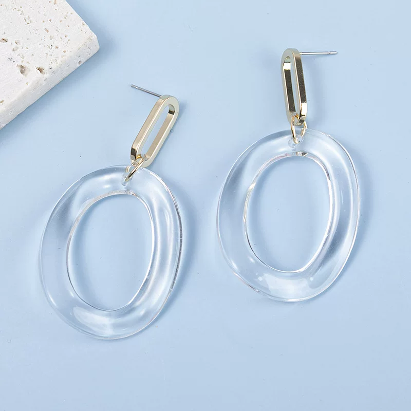 Fashionable transparent sophisticated earrings, European style, Birthday gift