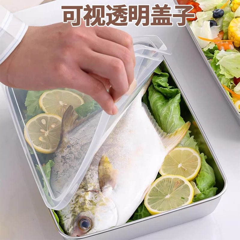 316 Stainless Steel Food-Grade Crisper Refrigerator Organizer Storage Box Freezer Special Sealed Lunch Box with Lid 2
