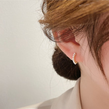 韓版簡約小巧珍珠耳圈2022年新款耳環s925銀針高級大氣耳釘女耳飾