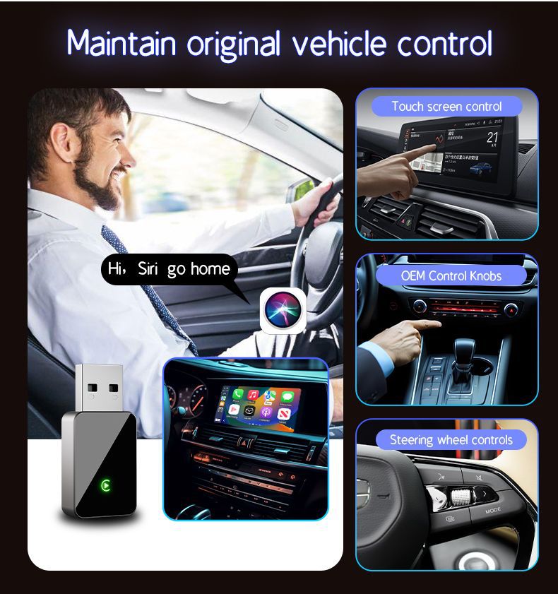 2-in-1 New Wireless Carplay Box, Converts Wired to Wireless for Original Car, Apple Adapter, Android Auto Car Device