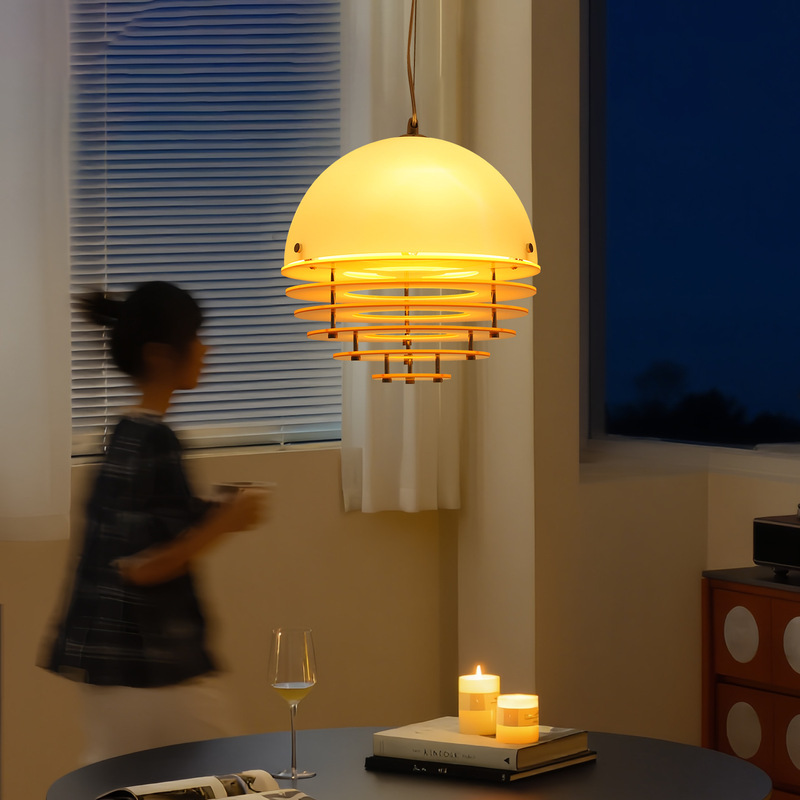 Sunset Orange Restaurant Chandelier Bauhaus Designer Niche Bar Island Retro Warm Atmosphere Lamp L138