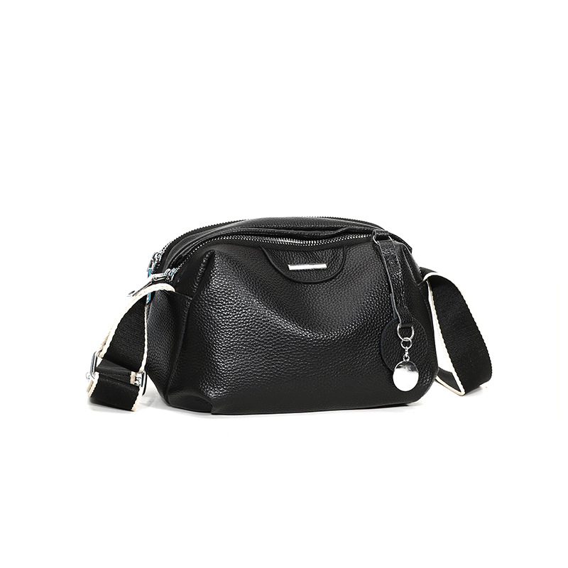 Bolso de cuero real 2025, nueva moda, bolso de hombro de una sola mujer, correa de hombro ancha de cuero, bolso casual de gran capacidad.