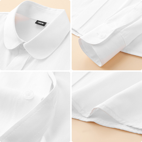 Boy's white shirt children's white shirt small child school uniform performance performance suit spring long sleeve girl's white shirt