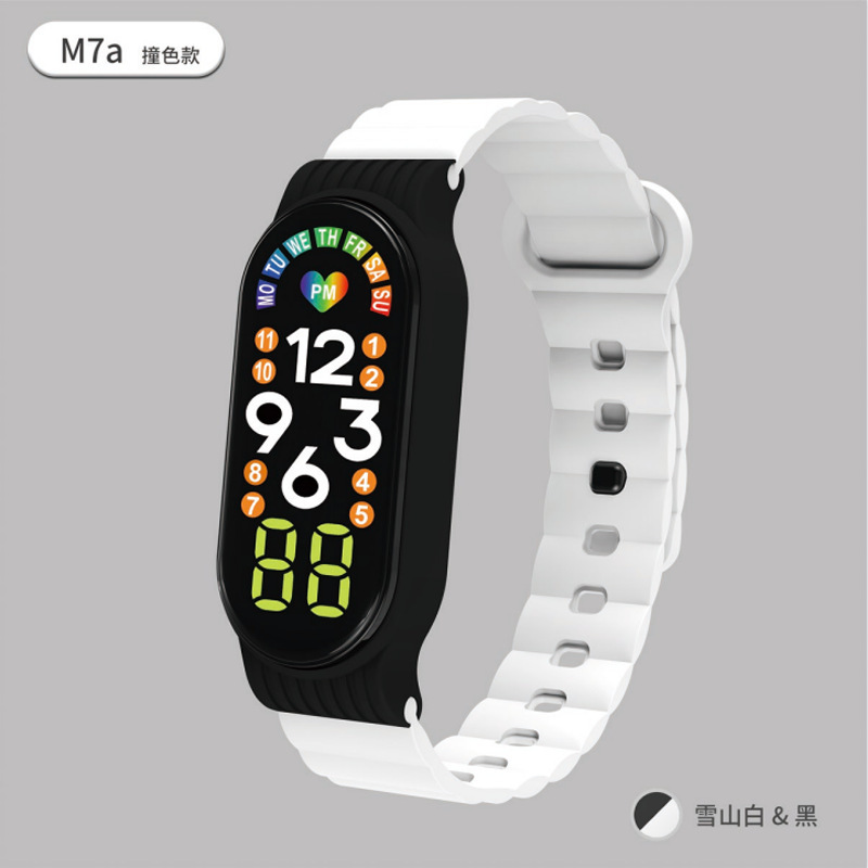 Venta directa de fábrica M 7 M7a contraste color LED reloj electrónico pulsera para niños vida impermeable reloj electrónico en stock al por mayor