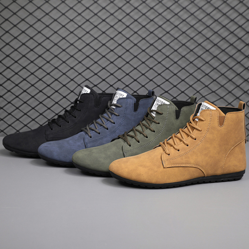 Men's Shoes, New Autumn Casual Shoes, Retro British Style High-Top Leather Boots, Lightweight Trendy Loafers, Men's Chelsea Shoes