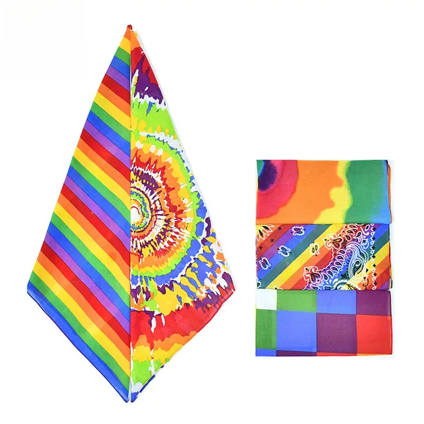 New Brilliant Rainbow Print Pattern Square Scarf Outdoor Sports Fitness Leisure Breathable Cotton Magic Headband Wholesale