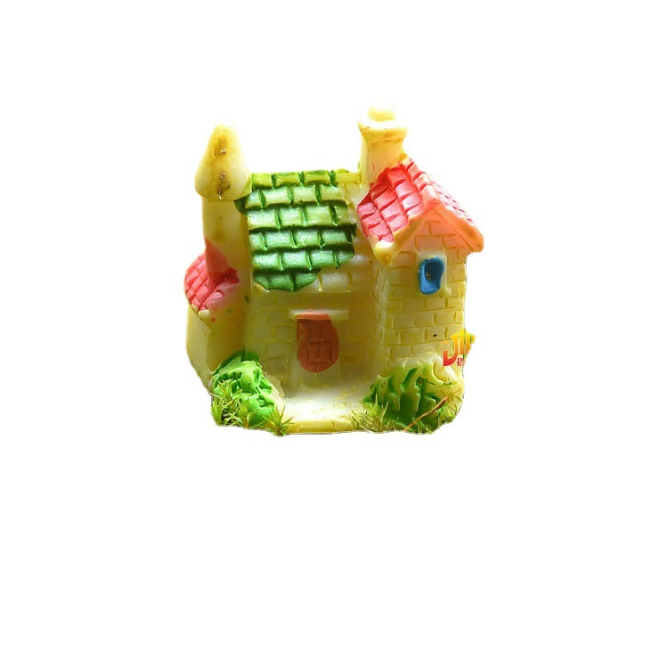 [Коттедж с зеленой крышей] Микро-ландшафтное украшение из смолы трехмерное моделирование украшения животных Моховой микропейзаж