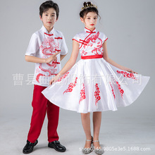 六一儿童合唱团中国风演讲礼服中小学生爱国合唱比赛诗歌朗诵服装