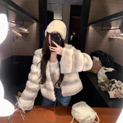 淡颜龙猫新款高级感“白富美”气质小姐姐短款皮草毛毛外套女