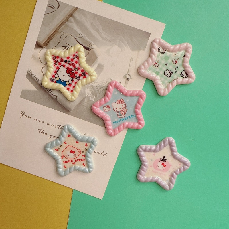 光沢のあるカラフルな甘い子猫五芒星アクセサリー diy クリーム接着剤携帯電話ケースヘアピン帽子バッグおもちゃ材料|undefined