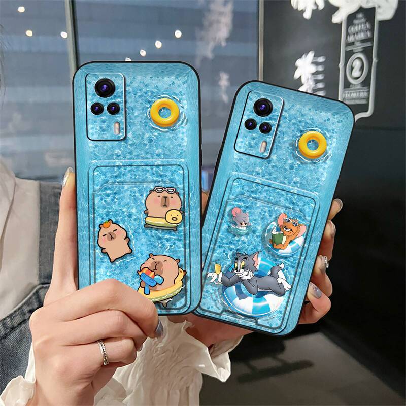 Suitable for Vivo Mobile Phone Case, Cute Pet Men's and Women's Cooling Swimming Ring, Full Edge Soft Shell, Couple Silicone Photo Holder