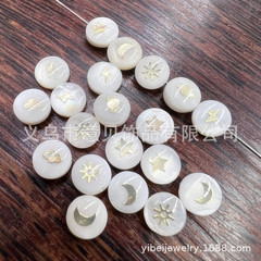 Freshwater pearl scattered beads 8mm gold foil printed gold natural elements beads DIY bracelet necklace accessory