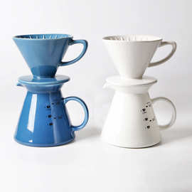 手冲咖啡壶套装 滴漏式咖啡过滤杯陶瓷分享壶家用V60滤杯厂家订