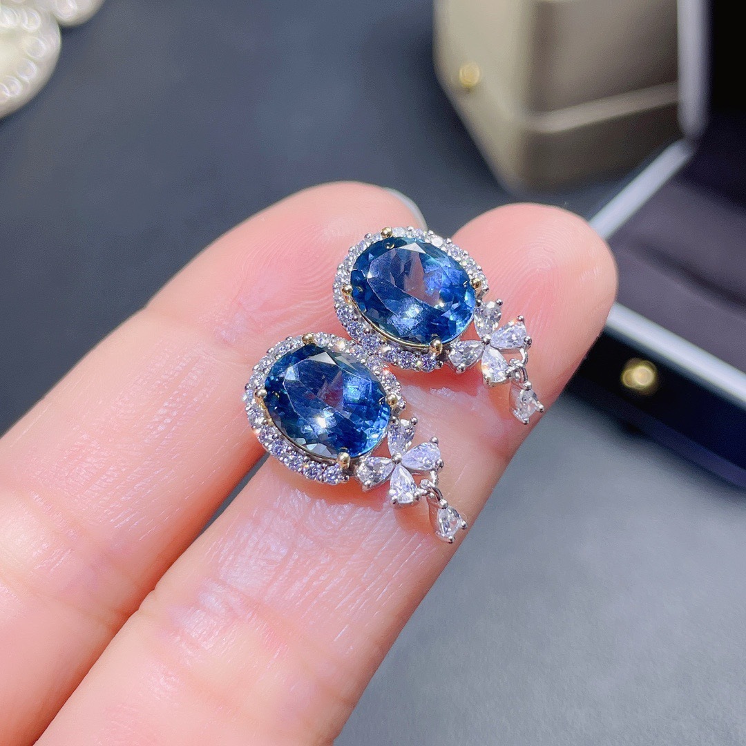 New Fashion Imitation Natural Blue Topaz Copper Earrings display picture 3