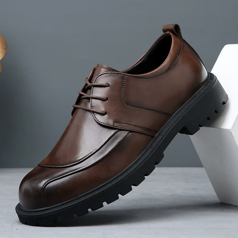 Мужские кожаные туфли, весенние дышащие, повседневные деловые туфли в британском стиле, черные высококачественные свадебные туфли для жениха, модные