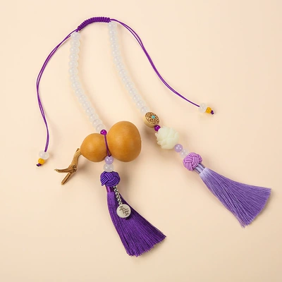 aromatherapy Car Rearview mirror decoration: Car hanging - upgraded-beaded-gourd-purple-double-spike