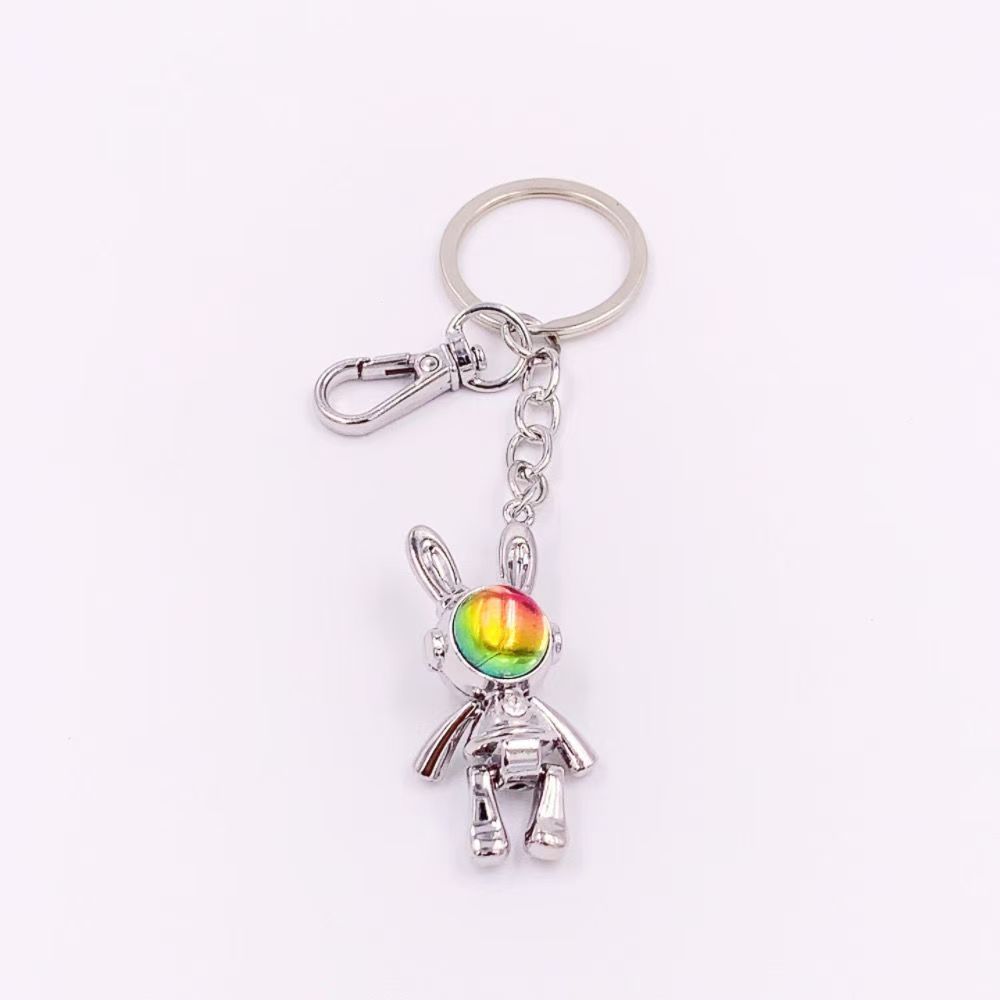European and American Cross-Border Best-Selling Cartoon Simple and Fashionable Space Rabbit Keychain Pendant Factory Direct Sale