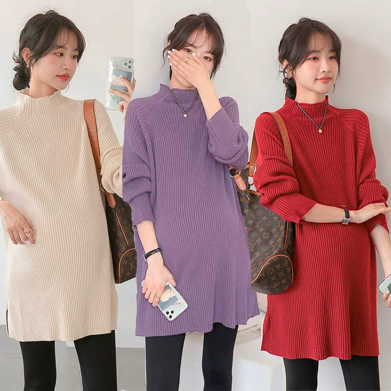 Одежда для беременных с половинным вырезом свитер большого размера женский новый свободный внешний свитер