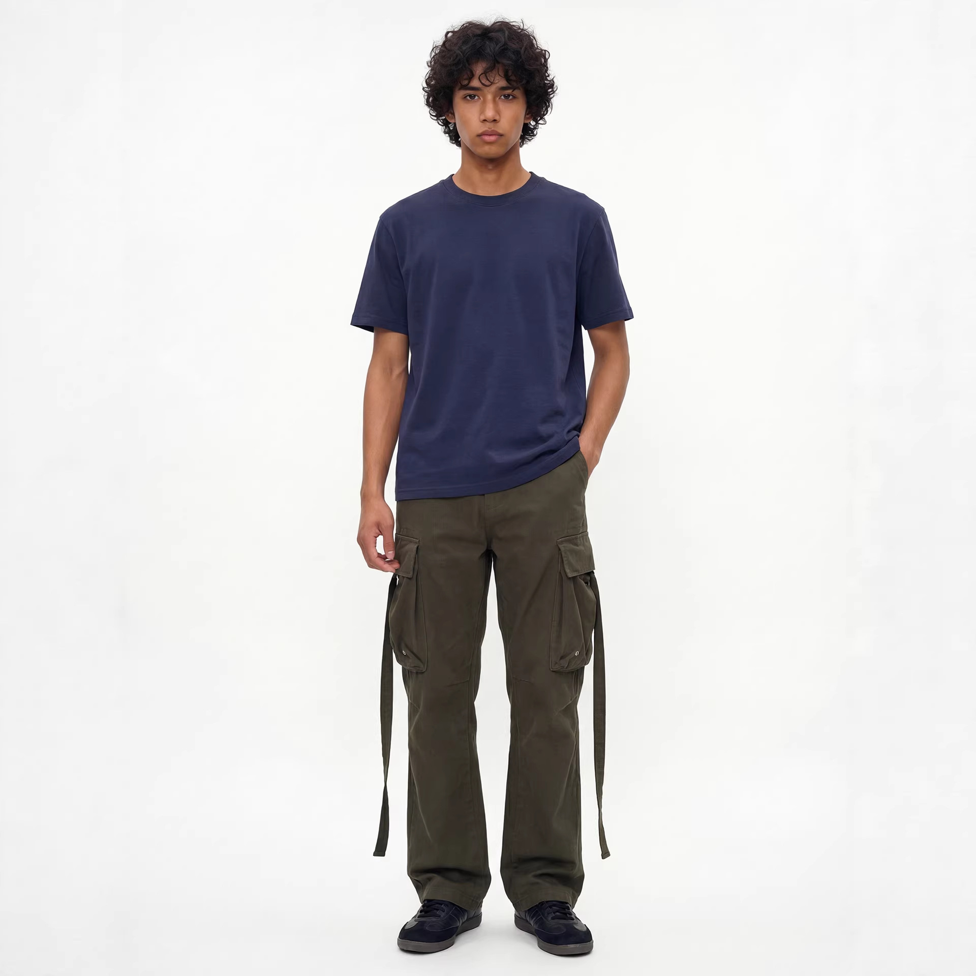 K Men's Workwear Strap Pants, Casual Retro Micro Flared Pants_voghion.com