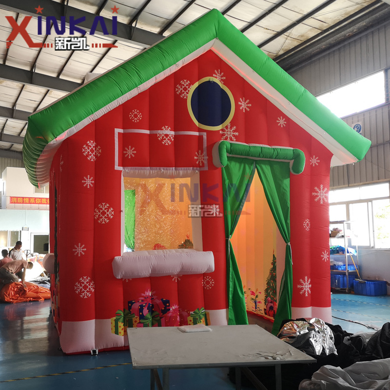 新凯工厂圣诞老人雪人雪花透明球房子气模充气式内置灯光屋