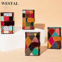 优雅女士手工包短款钱包 彩色拼接零钱包 多卡位头层牛皮钱夹批发