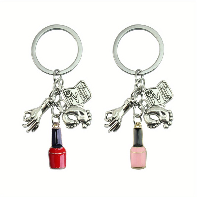 Cross-Border Fashion Nails and Scissors Keychain Alloy Manicure Tool Pendant Personalized Simple Ladies Bag Pendant