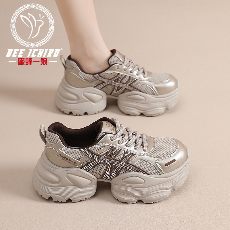 Bee and Wolf Flagship Store Summer High-End Mesh Women's Shoes Breathable Casual Thick-Soled Height-Increasing Dad Fashion Sneakers