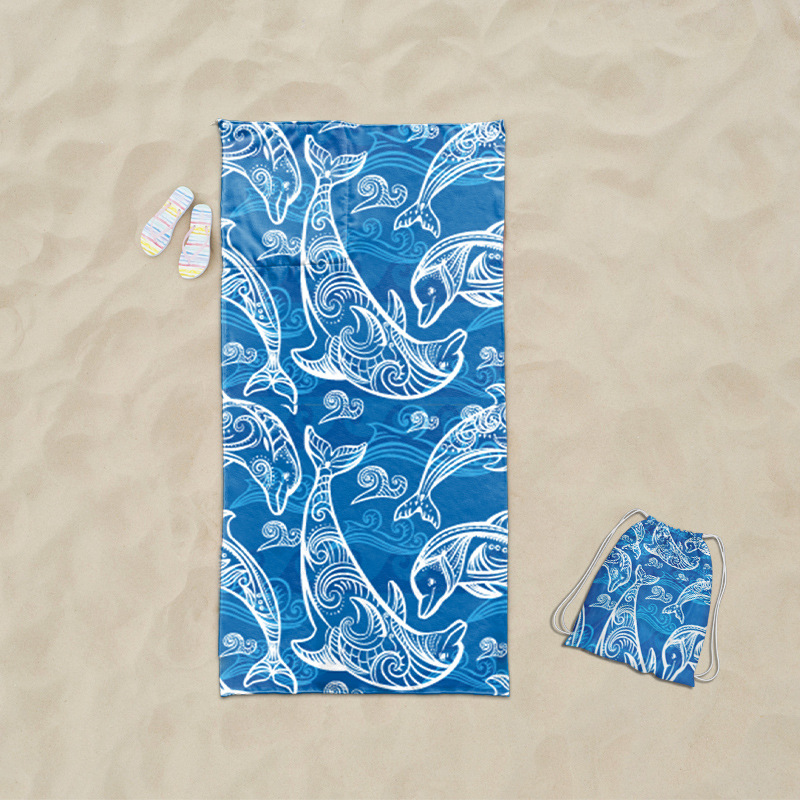 Mochila estampada toalla de baño mochila multiusos absorbente toalla de playa bolsa de toalla de playa de viaje de playa de playa de una pieza