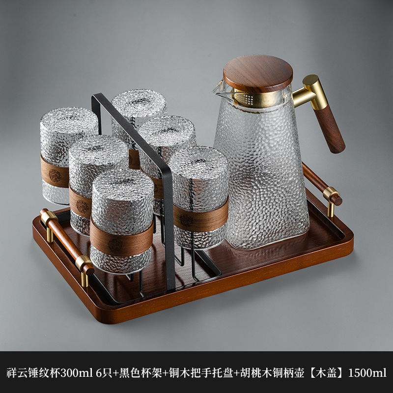 Nuevo chino patrón vertical taza de vidrio hogar de alta temperatura resistente taza de té hervidor de agua traje taza de beber anti-escaldado sala de estar hospitalidad