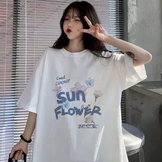 2026夏季新款大码女装短袖t恤ins潮宽松显瘦休闲百搭花朵印花上衣