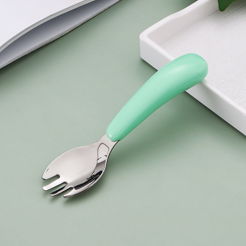 304 acero inoxidable niños cubiertos portátiles juegos de dibujos animados cuchara tenedor cuchara de entrenamiento para bebés cuchara tenedor casera