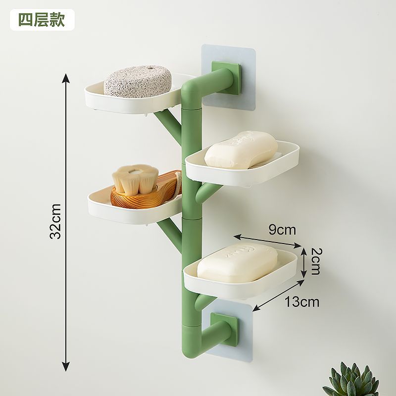 Caja de jabón colgada en la pared para inodoro giratorio drenaje de agua sin perforación de perforación de jabon multicapa colgada en la pared