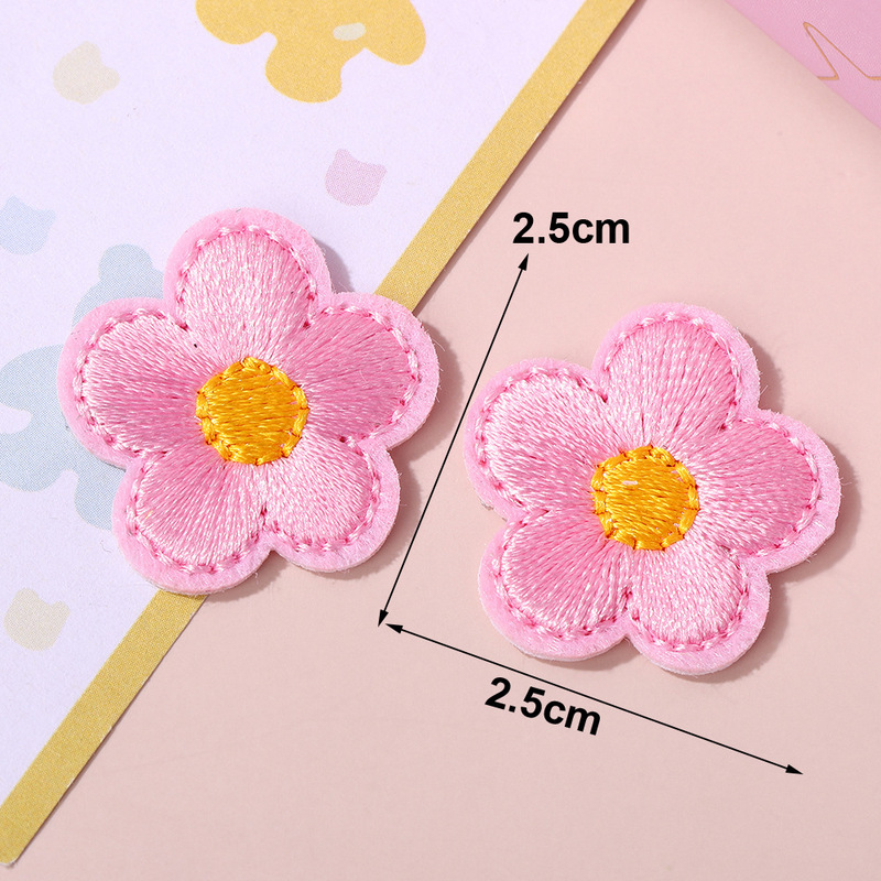 新鮮でかわいい小さな花の刺繍パッチステッカーミニカラーホットメルト接着剤刺繍ラベルバッグ靴と帽子装飾布ステッカー|undefined