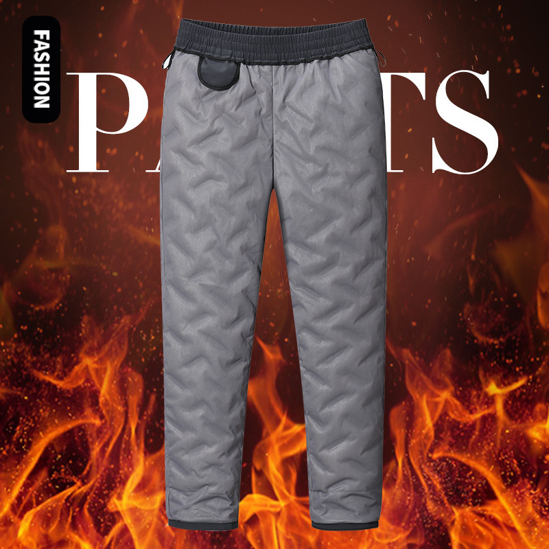 Winter Hot Selling Cold-Resistant Fleece-Lined Down Pants for Men, Thickened Warm Casual Long Pants, Windproof and Waterproof Goose Down Pants
