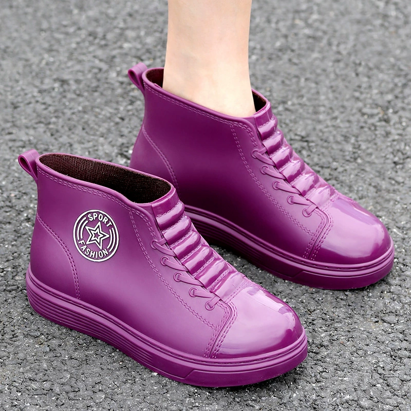 Дождевая обувь женская модная короткая обувь нескользкая обувь на толстой подошве износостойкая резиновая обувь для взрослых кухня рабочая обувь женская водонепроницаемая обувь