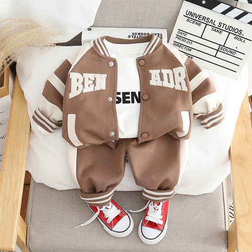 Children's clothing  spring and autumn set, boys' set for small children, sports, Korean style, fashionable boys' three-piece set for spring and autumn