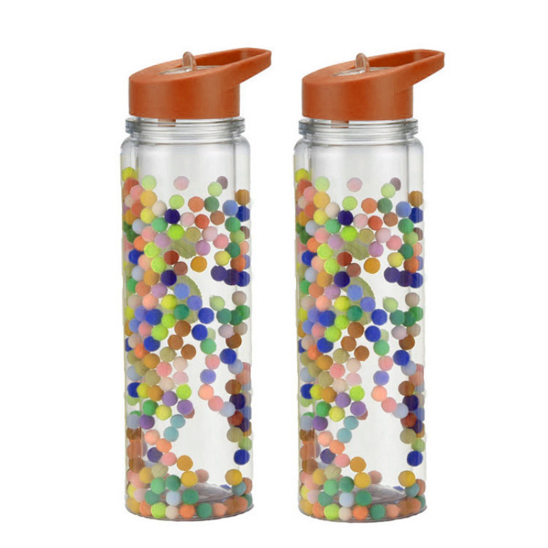 Double-layer portable sippy cup large capacity high-value plastic cup student sports kettle creative portable space cup