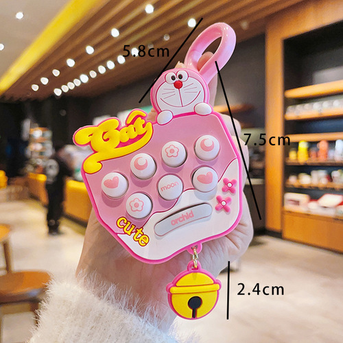New KT Cat and Gopher Machine Keychain Cute Decompression Jingle Cat Game Machine Keychain Claw Machine Small Gift Wholesale