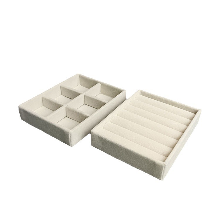 Anillo de joyería beige de tela de ternilla caja de almacenamiento de pernos de aretes pequeño cajón forrado de joyería biliar pulsera tabla de visualización bandeja