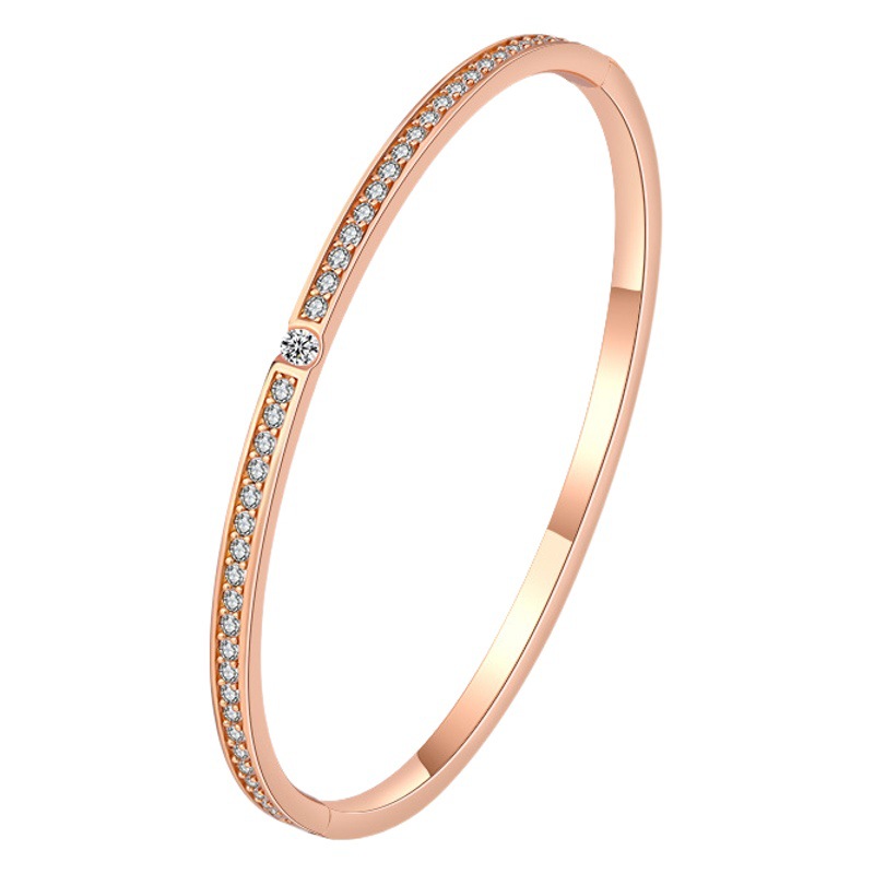 Zhuang Sheng joyería S925 todo el cuerpo plata estrellado blanco diamante Rosa pulsera de oro elegante luz pulsera de la joyería de lujo para las mujeres