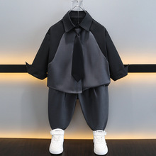 男童领带西装衬衫套装春秋2025新款幼儿园礼服小童学院风儿童春装