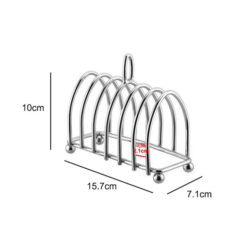 Toast Rack Stainless Steel6-slice Bread Rack Creative Western Tableware Breakfast Bread Slice Storage Shelf