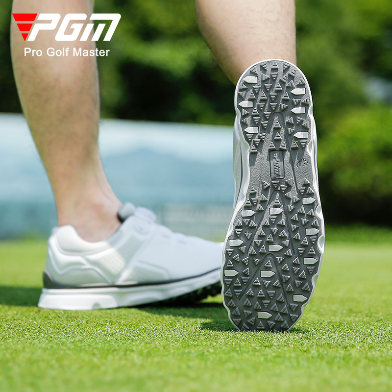 Giày golf PGM nam chống thấm nước, đế núm vặn chống trượt — XZ279-Trắng Xám